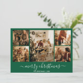 Groen Vrolijk Kerstfeest 5-foto vakantie Kaart (Staand voorkant)