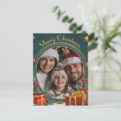  groen vrolijk kerstfeest briefkaart (Staand voorkant)