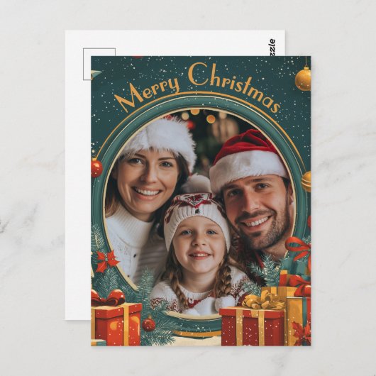  groen vrolijk kerstfeest briefkaart (Voorkant / Achterkant)