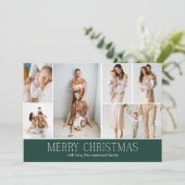 GROEN Vrolijk Kerstfeest chic 9 Collage Multi Foto Feestdagenkaart (Staand voorkant)