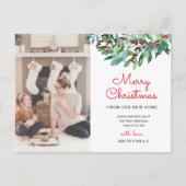 Groen Vrolijk Kerstfeest Foto Aankondiging Briefkaart (Voorkant)