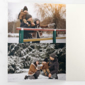 Groen  Vrolijk Kerstfeest Multiphoto Drieluik Wenskaart (Binnenzijde eerst)