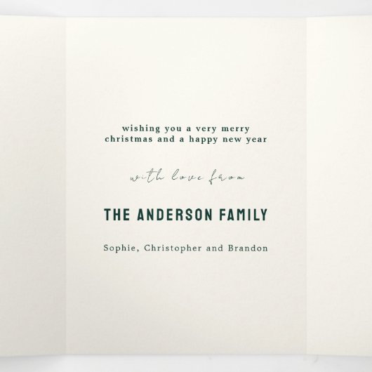 Groen  Vrolijk Kerstfeest Multiphoto Drieluik Wenskaart (Binnenkant midden)