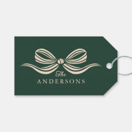 Groen Vrolijk Kerstfeest Vakantie Bow Gift Label Cadeaulabel
