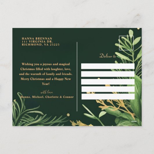 Groen Vrolijk Kerstmis Elegant Modern Groen Feestdagenkaart (Achterkant)