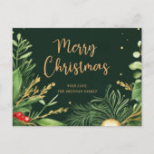 Groen Vrolijk Kerstmis Elegant Modern Groen Feestdagenkaart (Voorkant)