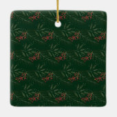 Groen Vrolijk Kerstmis Foto Botanisch lijst Keramisch Ornament (Achterkant)
