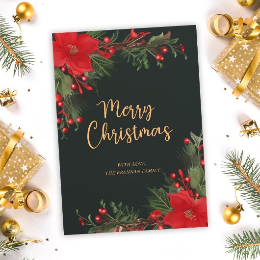 Groen Vrolijk Kerstmis Groen Vlak Vakantie Kaart