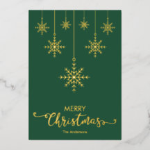 Groen Vrolijk Kerstmis Sneeuwvlokken Goud