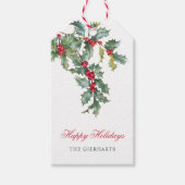 Groen Vrolijk Kerstmis Waterverf Script Familie Cadeaulabel (Voorkant)