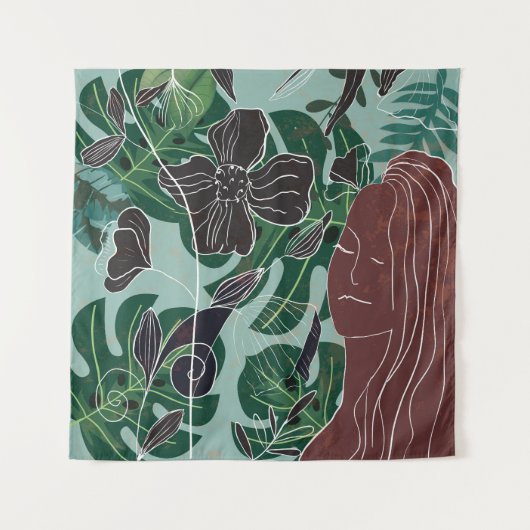 Groen Vrouw, illustratie. Wandkleed (Voorkant)