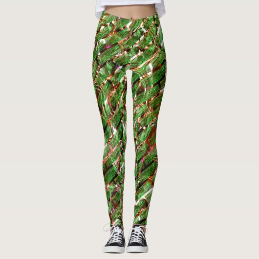 Groen wandeffect en zeepelt zalmkleur? leggings (Voorkant)