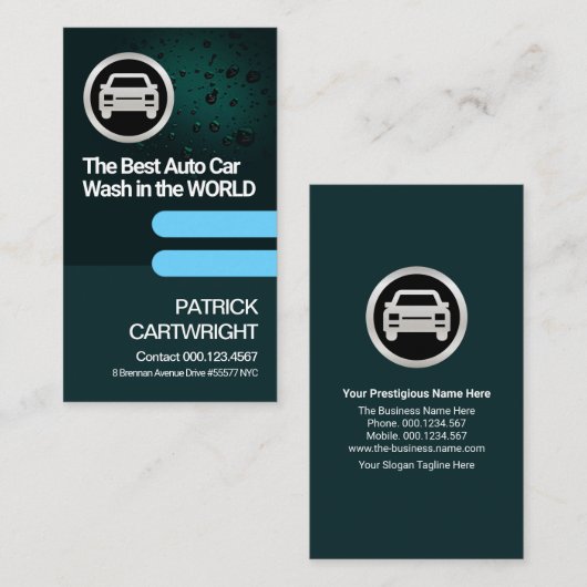 Groen water druppels blauwe tabletten auto-uitwas visitekaartje (Voorkant / Achterkant)