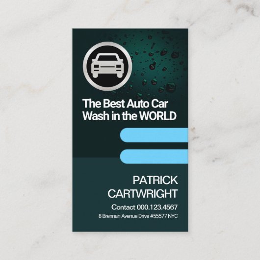 Groen water druppels blauwe tabletten auto-uitwas visitekaartje (Voorkant)