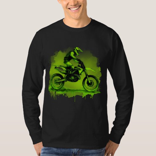 Groen Water Kleur Dirt Bike T-shirt (Voorkant)