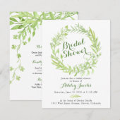 Groen Watercolo Krans Bruids Douche Uitnodiging (Voorkant / Achterkant)
