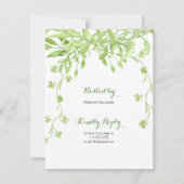 Groen Watercolo Krans repetitie diner Kaart (Achterkant)