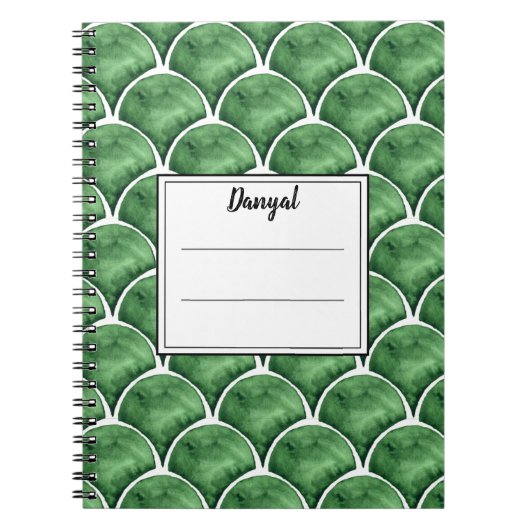 Groen Watercolor Arabesque Notitieboek (Voorkant)