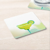 Groen Watercolor Margarita Lime Bruiloftsfeest Kartonnen Onderzetters (Schuin)