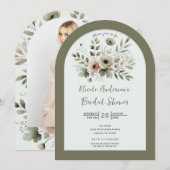 Groen waterverf bloem bruiloft Khaki Olijf Kaart (Voorkant / Achterkant)
