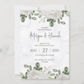 Groen Waterverf Bloemen Minimalistische bruiloft Kaart (Voorkant)
