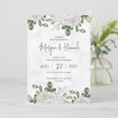 Groen Waterverf Bloemen Minimalistische bruiloft Kaart (Staand voorkant)