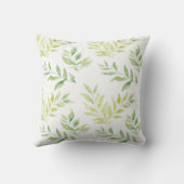 Groen Waterverf Botanische bladeren Sierkussen (Achterkant)