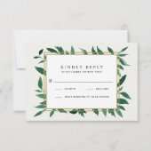 Groen Waterverf Botanische Bruiloft RSVP Kaarten Kaartje (Voorkant)