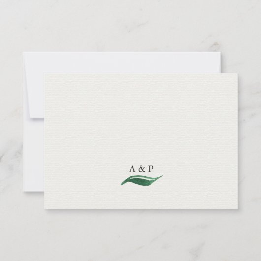 Groen Waterverf Botanische Bruiloft RSVP Kaarten Kaartje (Achterkant)