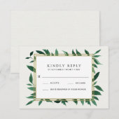 Groen Waterverf Botanische Bruiloft RSVP Kaarten Kaartje (Voorkant / Achterkant)