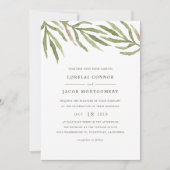 groen | Waterverf Botanische bruiloft uitnodiging (Voorkant)