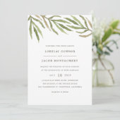 groen | Waterverf Botanische bruiloft uitnodiging (Staand voorkant)
