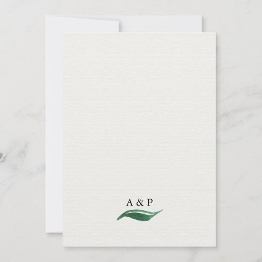 Groen Waterverf Botanische bruiloft uitnodigingen (Achterkant)