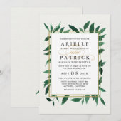 Groen Waterverf Botanische bruiloft uitnodigingen (Voorkant / Achterkant)