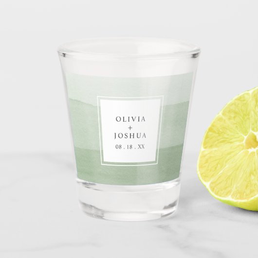 Groen Waterverf Bruiloft Shot Glas (Voorkant)