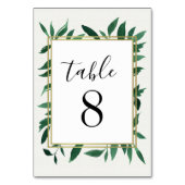 Groen Waterverf Bruiloft Tafel Aantal Kaarten (Achterkant)