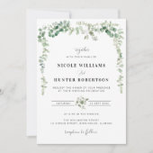 Groen waterverf Eucalyptus bruiloft uitnodiging (Voorkant)