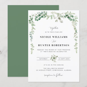 Groen waterverf Eucalyptus bruiloft uitnodiging