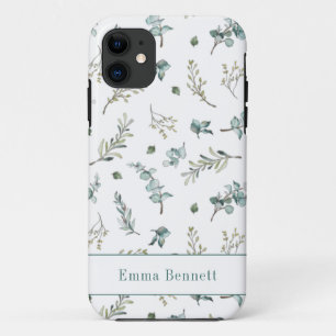 Groen waterverf Eucalyptus groenpatroon naam Case-Mate iPhone Case