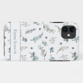 Groen waterverf Eucalyptus groenpatroon naam Case-Mate iPhone Case (Achterkant (horizontaal))