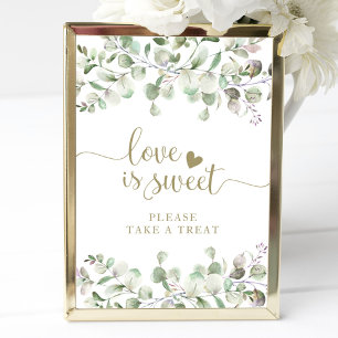 Groen Waterverf Eucalyptus Liefde Is Zoet Bord Poster