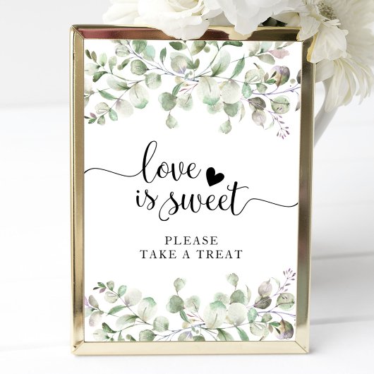 Groen Waterverf Eucalyptus Liefde Is Zoet Bord Poster