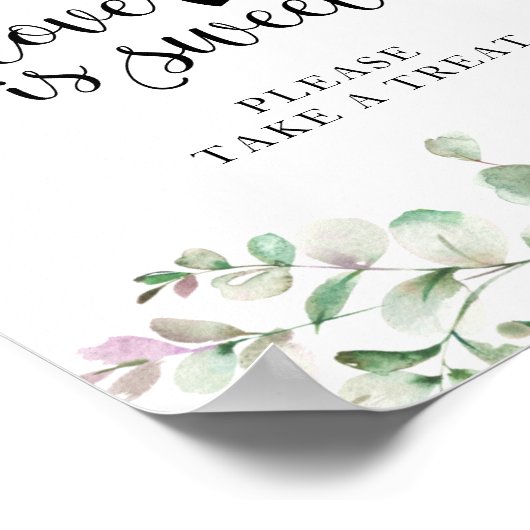 Groen Waterverf Eucalyptus Liefde Is Zoet Bord Poster (Hoek)