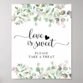 Groen Waterverf Eucalyptus Liefde Is Zoet Bord Poster (Voorkant)