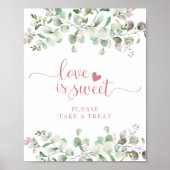 Groen Waterverf Eucalyptus Love Is Sweet Bord Poster (Voorkant)
