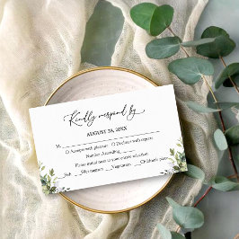 Groen Waterverf Eucalyptus RSVP Antwoord  Informatiekaartje