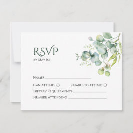 Groen waterverf eucalyptus RSVP-kaarten Kaart