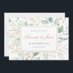 Groen Waterverf Eucalyptus Rustic Gold Foliage Save The Date<br><div class="desc">Greenery Waterverf Eucalyptus Rustic Gold Bewaar de datum met gepersonaliseerde foto van het paar</div>