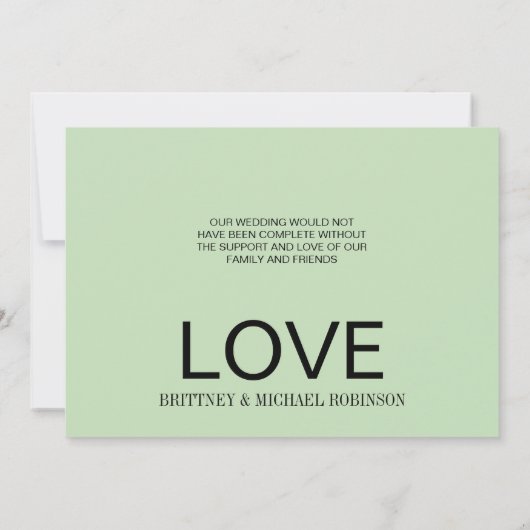 Groen Waterverf foto Elegant Bedankkaart (Achterkant)