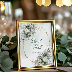 Groen Waterverf Gastboek Tafel Sign Poster